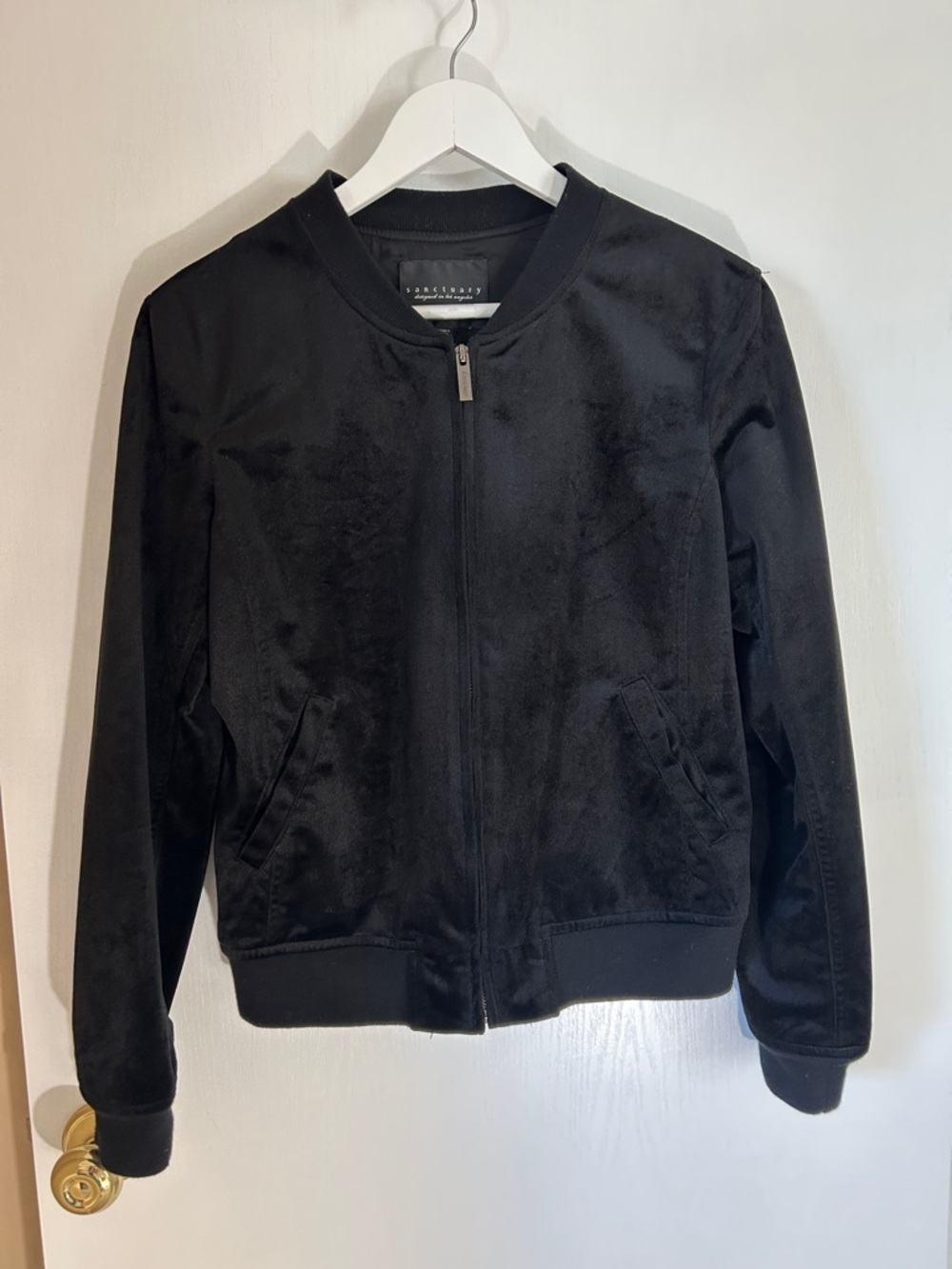 Sanctuary Black Velvet Track Jacket Medium